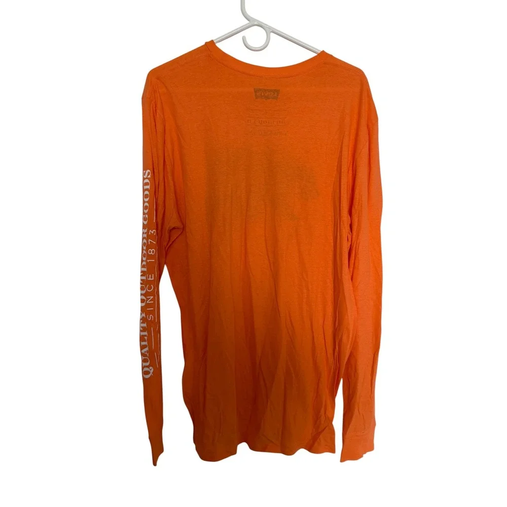 Levis Mens Orange Bear‎ Mountain Graphic Long Sleeve T-Shirt Outdoor Goods L